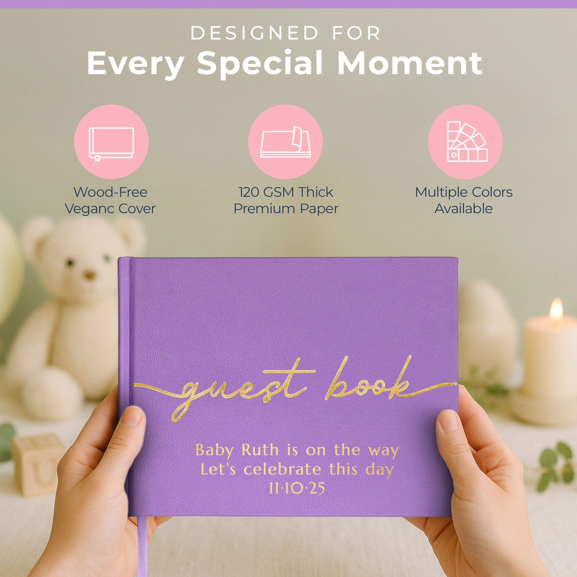 All Occasion Guestbook - Lavender Purple hover